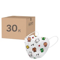 ataraxis 興安 中童款 立體醫用口罩未滅菌, 30片, 1盒, LINE FRIENDS minini