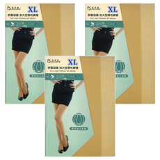 QueenTex 琨蒂絲 都會淑媛加大型彈性褲襪 XL 臀部加強, 膚色 7, 3雙