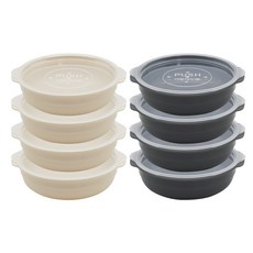 SAENGHWALEN Cook&Rice可微波冷凍密封保鮮盒組 450ml, 1組, 灰色 4個+象牙白 4個