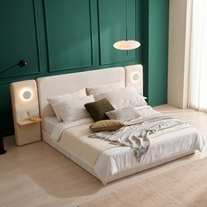 잉글랜더 제이크 유타원단 패브릭 침대 프레임 + 스테이 롤팩 매트리스 + 협탁2p 세트 방문설치, 아이보리(프레임,협탁), 화이트+네이비(매트리스)