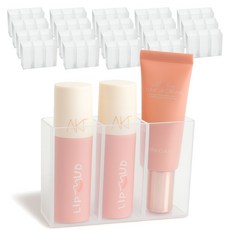 普凱 唇膏管狀3格整理收納盒, 20個, 半透明