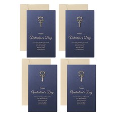 Harujae 基本款留言卡 4p + 信封 4p 套組, 布魯奇, 1套