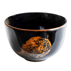 SAWATOUKI 佐和陶瓷 天目葉紋千茶杯 日本製 8.5 x 5.6cm 160ml, 1個, 黑色