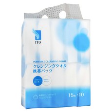 ITO 伊藤 洗臉巾攜帶包 15抽/包, 10包/袋, 白色, 1袋