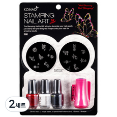 KONAD 印章 美甲印章 美甲藝術 C組 B型, 刮刀 + Spamp + 圓形圖像板 m20 + 圓形圖像板 m32 + 特殊拋光 5ml x 3p, 2組