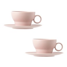 BOWLBOWL 韓國製 Bowl Bowl Vintage 雙人咖啡杯組, 蜜桃粉, 2套