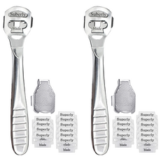 不鏽鋼刮腳皮刀 附刀片10片 14.6 x 3cm 不鏽鋼原色, 1組, 2組