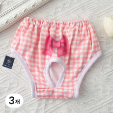 딩동펫 반려동물 리본 생리팬티 핑크체크, 대형, 1개입, 3개