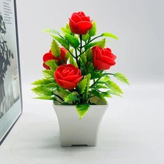 디어모모 플랜테리어 소형 미니어쳐 조화 화분, 레드, 1개