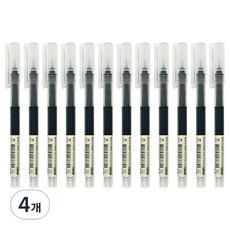 투코비 54 생잉크 중성펜 0.5mm 12p, 블랙, 4개