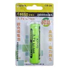 Kinyo 18650鋰電池3.7v, 1入, 1個, CB-26