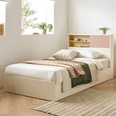 리바트 커먼베드 자녀가구 슬라이딩 도어형 침대 일반형 박스형 방문설치, 옐로우+핑크도어