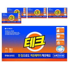 테크 간편 시트세제 후레쉬 브리즈, 36개입, 5개