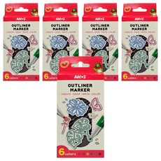 韓國AMOS 6色創意雙色輪廓筆 獨特雙色設計 色彩鮮明持久 適用於手帳、卡片、繪畫等多種用途, 5入