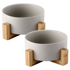 멍지 강아지 고양이 도자기 식기 2종 세트, 그레이, 그레이, 1세트