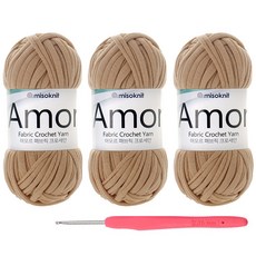 布條編織線 3捲+鉤針, 42年米色, 1組