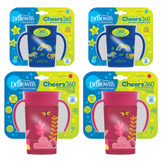 닥터브라운 NEW 정글 360도 흘림방지 트레이닝 손잡이 컵 200ml + 300ml 세트, 블루(200ml), 레드(300ml), 2세트