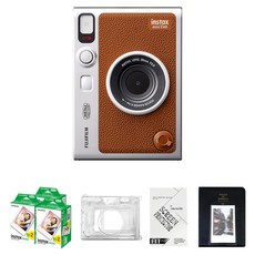 인스탁스 미니에보 EVO 즉석카메라 브라운 + 필름 60p + 투명 케이스 +마카롱 2단 앨범 랜덤발송 + 액정보호필름 세트, 1세트