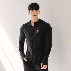 TUBE TREE 男款拉鍊防曬泳衣 A6213, 黑色