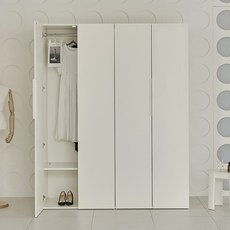 웰퍼니쳐 카린 1단 행거형 + 2단 행거형 높은 옷장세트, 화이트