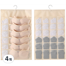 DOSell 衣櫃整理雙面內衣衣架 36格, 淺褐色, 4個