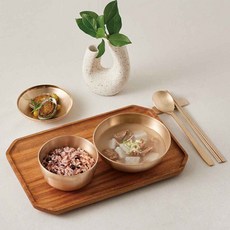 놋향 방짜유기 1인 단반상기 세트, 골드, 밥공기 + 국대접 + 밥뚜껑 + 숟가락 + 젓가락 + 수저받침, 1세트