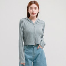 엘쏘 핏예쁜 세미 크롭 골지 후드 투웨이 집업