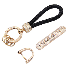 電話號碼汽車包包吊飾鑰匙圈, 1個, 金色 + 黑色