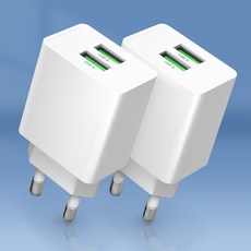 홈플래닛 10W USB-A 2포트 저전력 저속충전 멀티 충전기 (5V 2A), 화이트, 2개