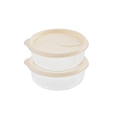 sillymann 韓國製造 Harmony 圓形冷凍保鮮盒 370ml 奶油米色 2入, 2個, 單品