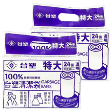 台塑 實心清潔袋 特大(90 x 80cm) 透明色 24張, 2包, 70L