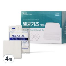 상처엔뉴스킨케어 멸균거즈붕대 개별포장 5X5 cm, 4개, 20개입
