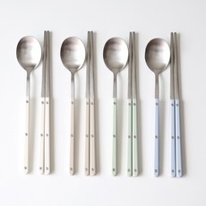 kamome kitchen 無刮痕 Rabiz 4人餐具組, 象牙白, 米色, 薄荷綠, 淺藍色, 1套, 湯匙 4p + 筷子 4p