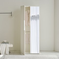 웰퍼니쳐 카린 높은 옷장 시리즈 2단 거울형 방문설치, 매트아이보리