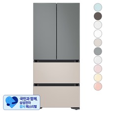 [삼성 감사 페스티벌] [색상선택형] 삼성전자 비스포크 김치플러스 키친핏 4도어 냉장고 420L 방문설치, 새틴그레이 + 새틴베이지, RQ42C94J3AP