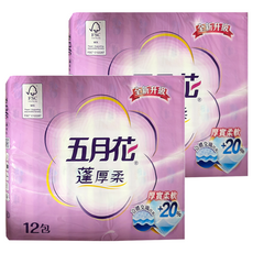 五月花 蓬厚柔頂級抽取衛生紙 100張, 12包, 2袋
