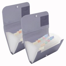 델리 미니 12분류 아코디언 파일 A6, 투명그레이, 2개