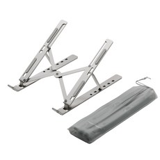 신지모루 슬림폴드 6단 각도 접이식 휴대용 알루미늄 노트북 거치대 + 휴대용파우치 세트, 실버, 1세트