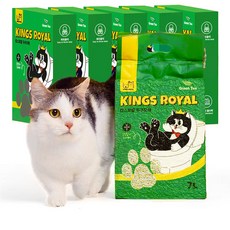 킹스로얄 고양이 두부모래 가는입자, 7L, 6개, 녹차향