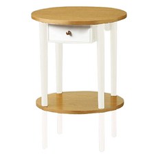 鄉村趣古木調圓形茶几邊桌 小巧造型 古樸把手 收納小物