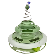 SUNORO 彈力星星貓轉盤玩具 貓咪自嗨解悶神器 貓咪軌道球, 松樹綠, 1個