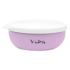 VIIDA Soufflé 304L抗菌不鏽鋼餐碗, 430ml, 耐熱 PP外襯, 隔絕熱源, 薰衣草紫, 1組