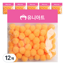유니아트 1000 퐁퐁 15mm, 주황, 12개