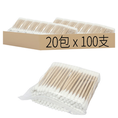 棉花棒 Set 100支 個別夾鏈袋包裝 衛生消毒, 20包