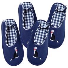 貓咪襪套式室內拖鞋 232, 海軍藍, 2組