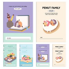 DADA 花生家族 英文寬格薄型國小筆記本 2款 x 5入組, 混色, 1套