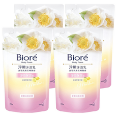 Biore 蜜妮 台灣公司貨 淨嫩沐浴乳 優雅山茶花香 淨亮保濕型 補充包, 700g, 4包