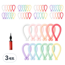 피앤비유니티 요술풍선 50p + 펌프 세트, 마카롱 혼합10색, 3세트