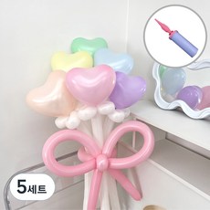 愛心氣球混搭花束DIY組合 + 手動打氣筒, 馬卡龍, 5套