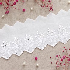 HAPPY BEARS Cohas ID 緞帶花束棉質刺繡蕾絲 360cm, 白色, 1個